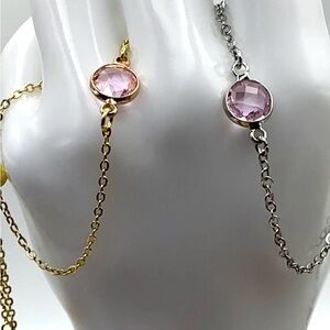 Set of 2 Birthstone Bracelets | 18K Gold & Silver | Adjustable Dainty